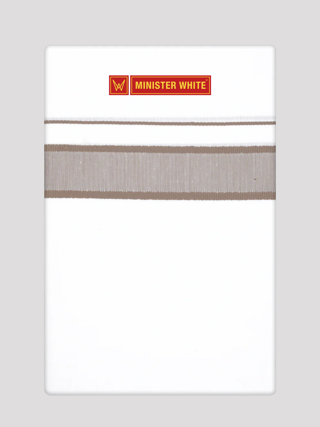 Men’s White Cotton Single Layer Dhoti with Light Brown Fancy Border True Value