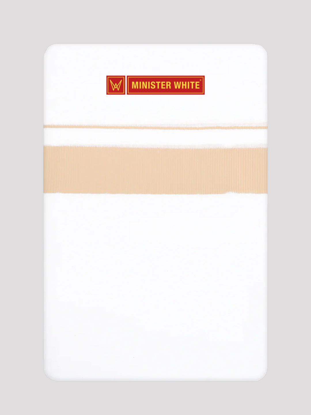 Men’s White Cotton Single Layer Dhoti with Light Orange Fancy Border Janatha