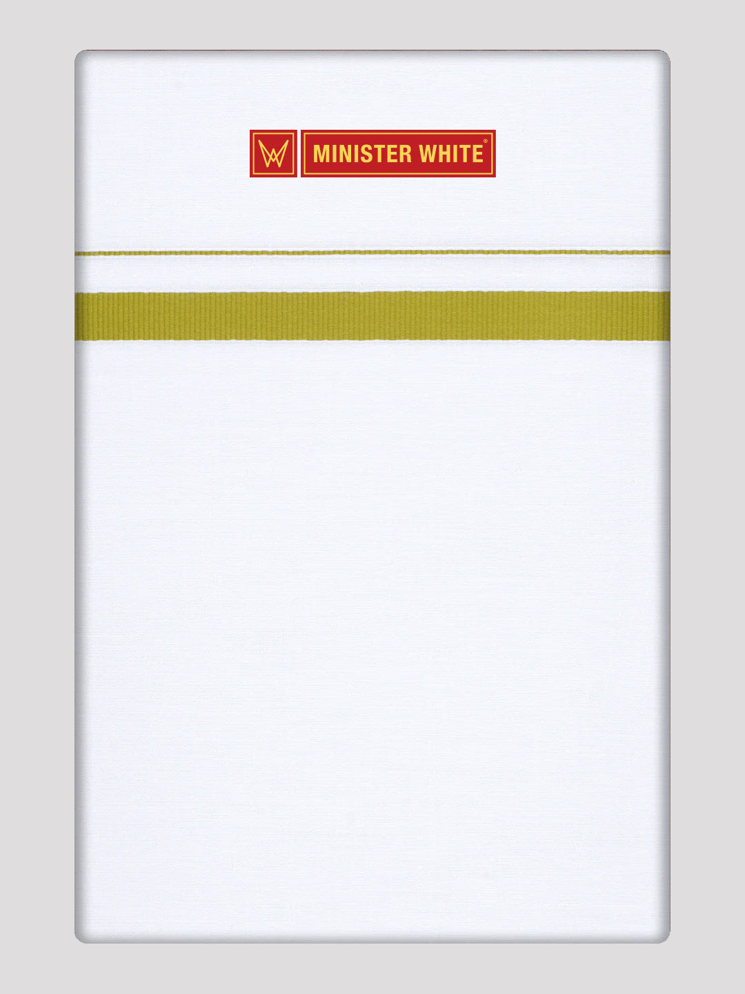 Men’s White Cotton Single Layer Dhoti with Olive Green Fancy Border Sunrise