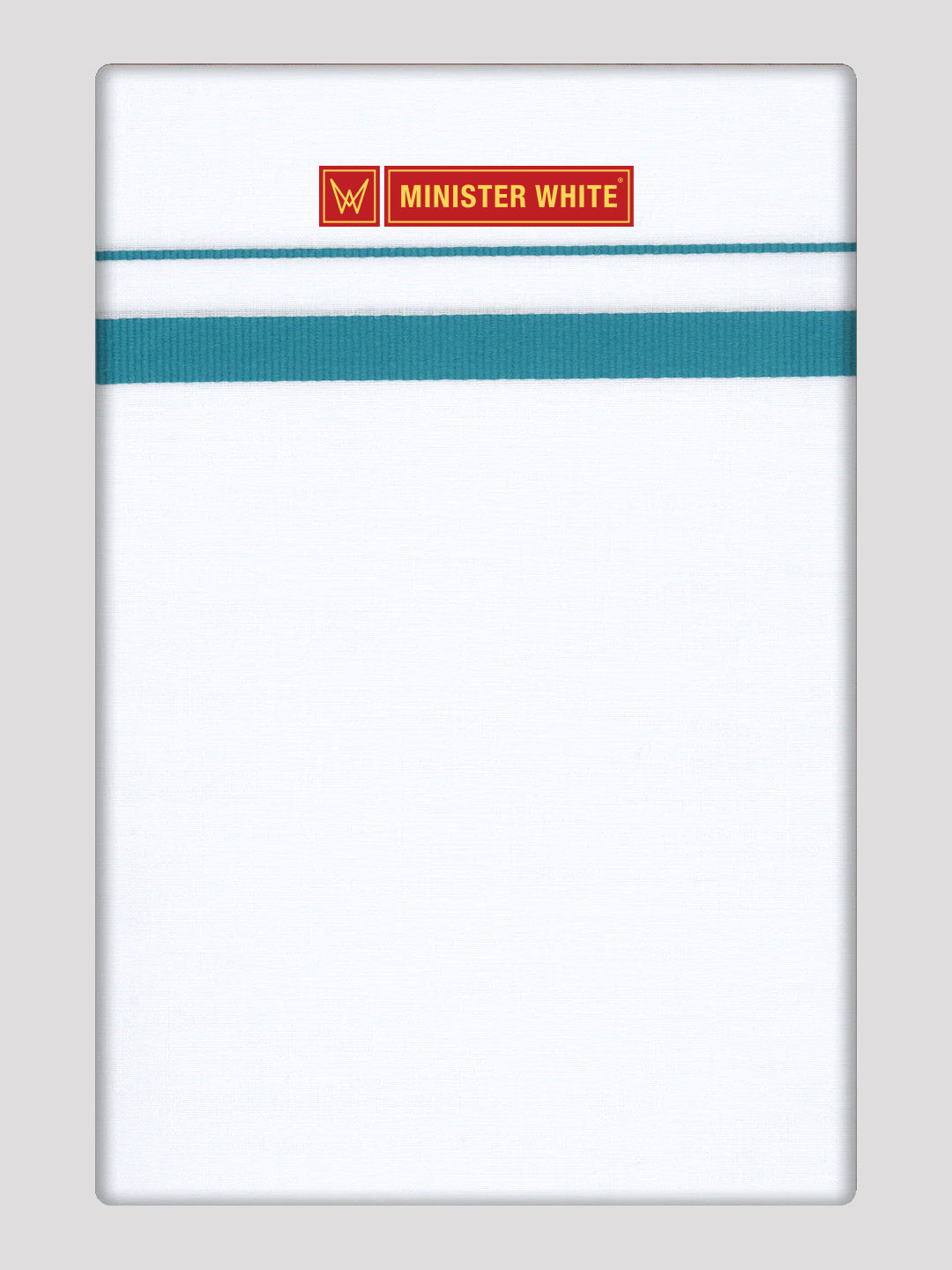 Men’s White Cotton Single Layer Dhoti with Peacock Green Fancy Border Sunrise