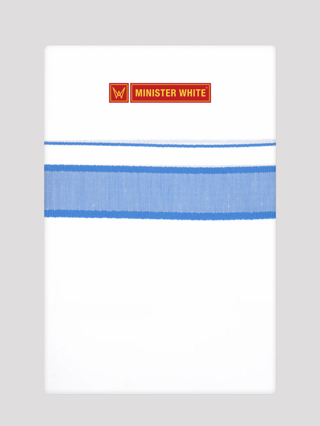 Men’s White Cotton Single Layer Dhoti with Royal Blue Fancy Border True Value