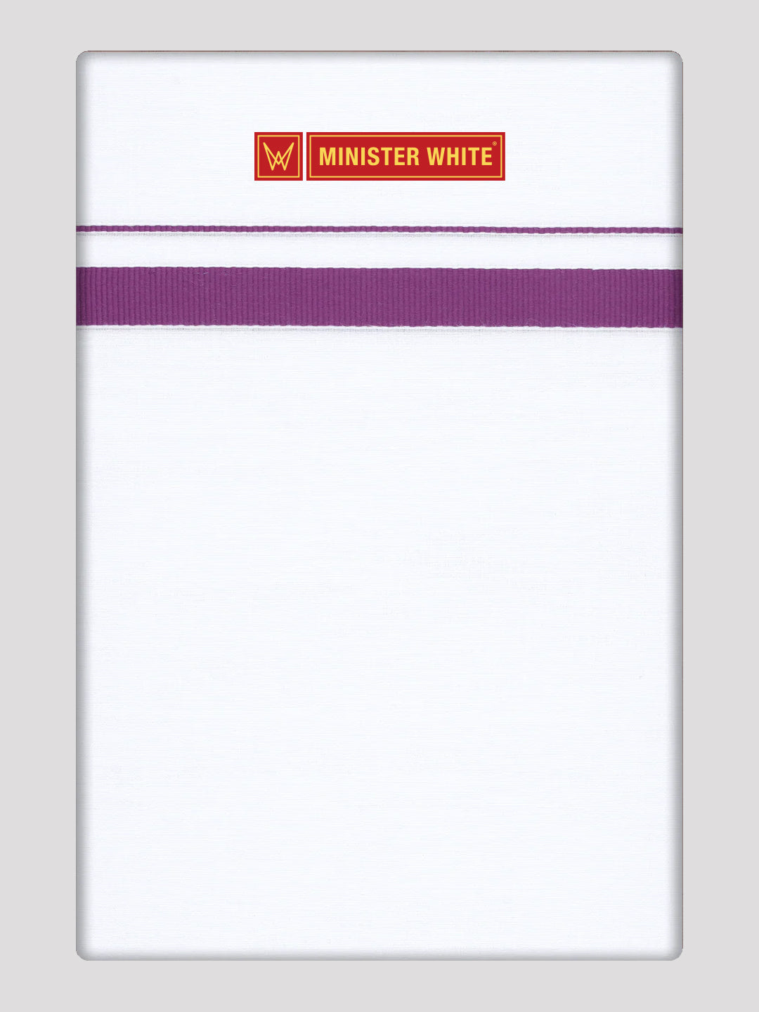 Men’s White Cotton Single Layer Dhoti with Violet Fancy Border Sunrise