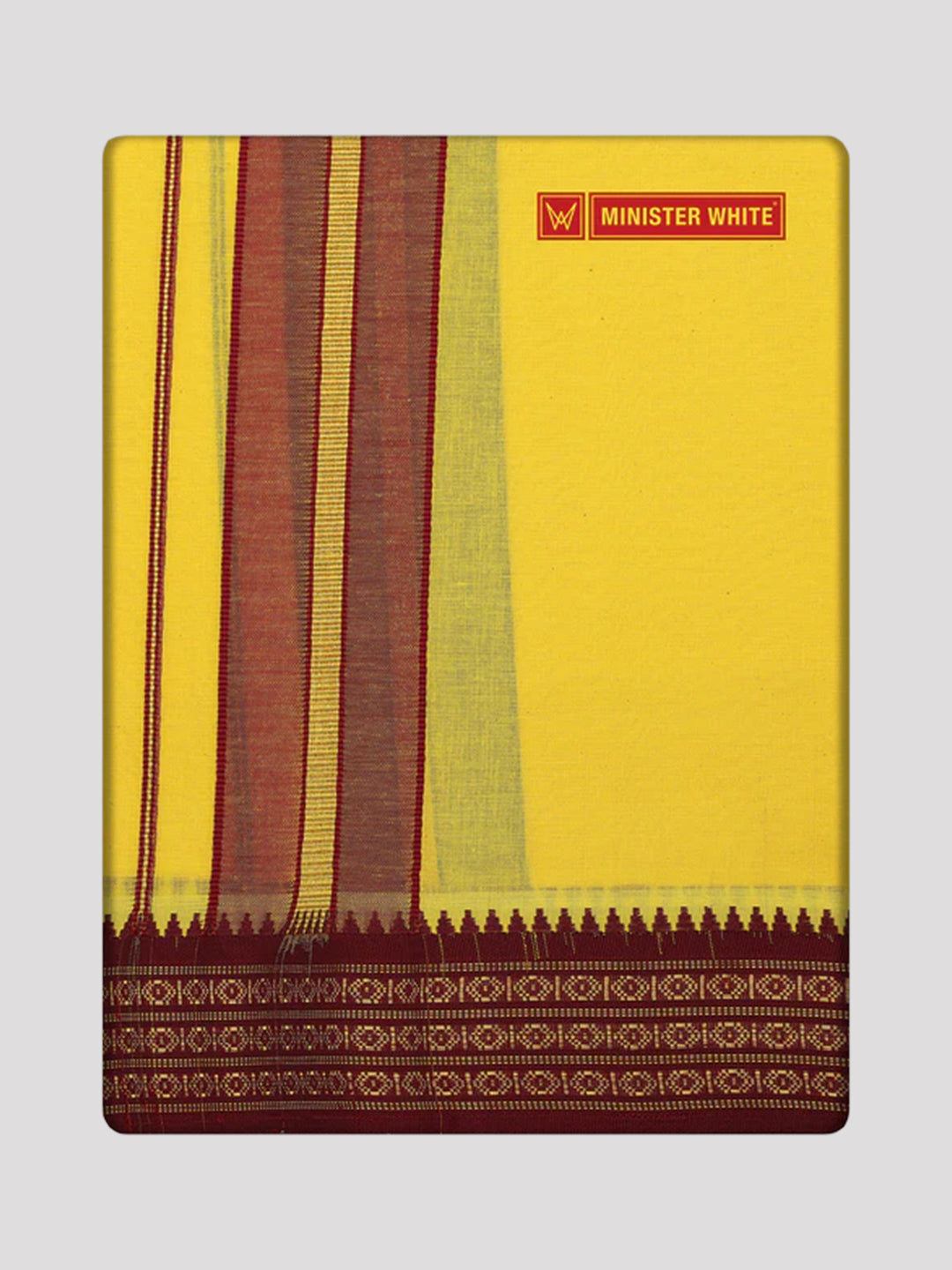 Men's Yellow color Cotton Single Layered Dhoti with Assorted Border Shanmukh