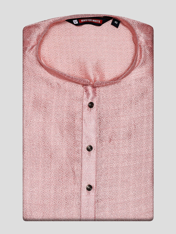 Men’s Blush Pink Cotton Blend Subtle Jacquard Elegance Kurta 30008