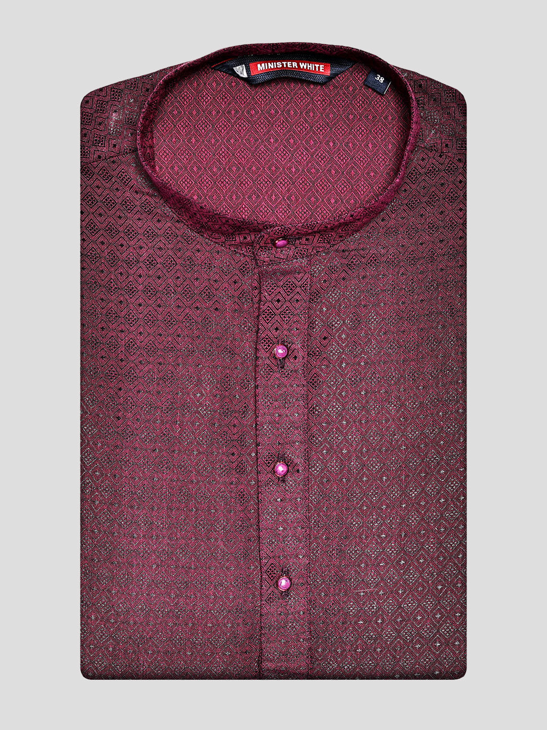 Men’s Cotton Dark Wine Jacquard Kurta 30035
