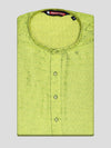 Men’s Cotton Parrot Green Yellow Jacquard Kurta 30035