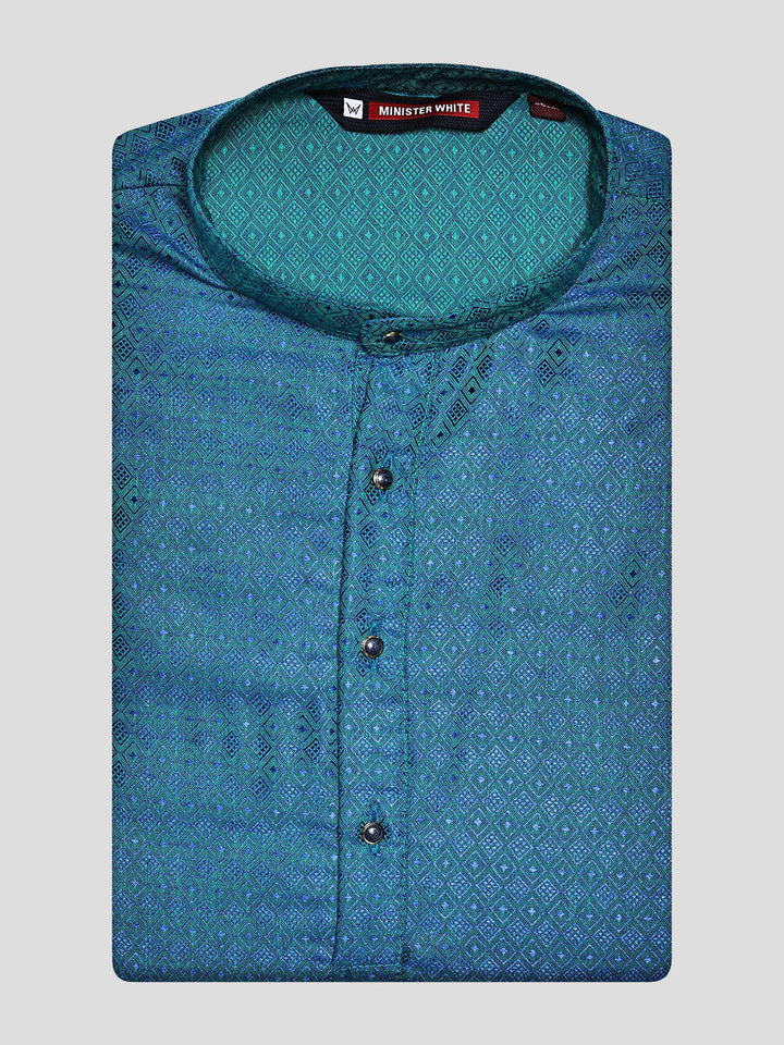 Men’s Cotton Royal Blue Jacquard Kurta 30035