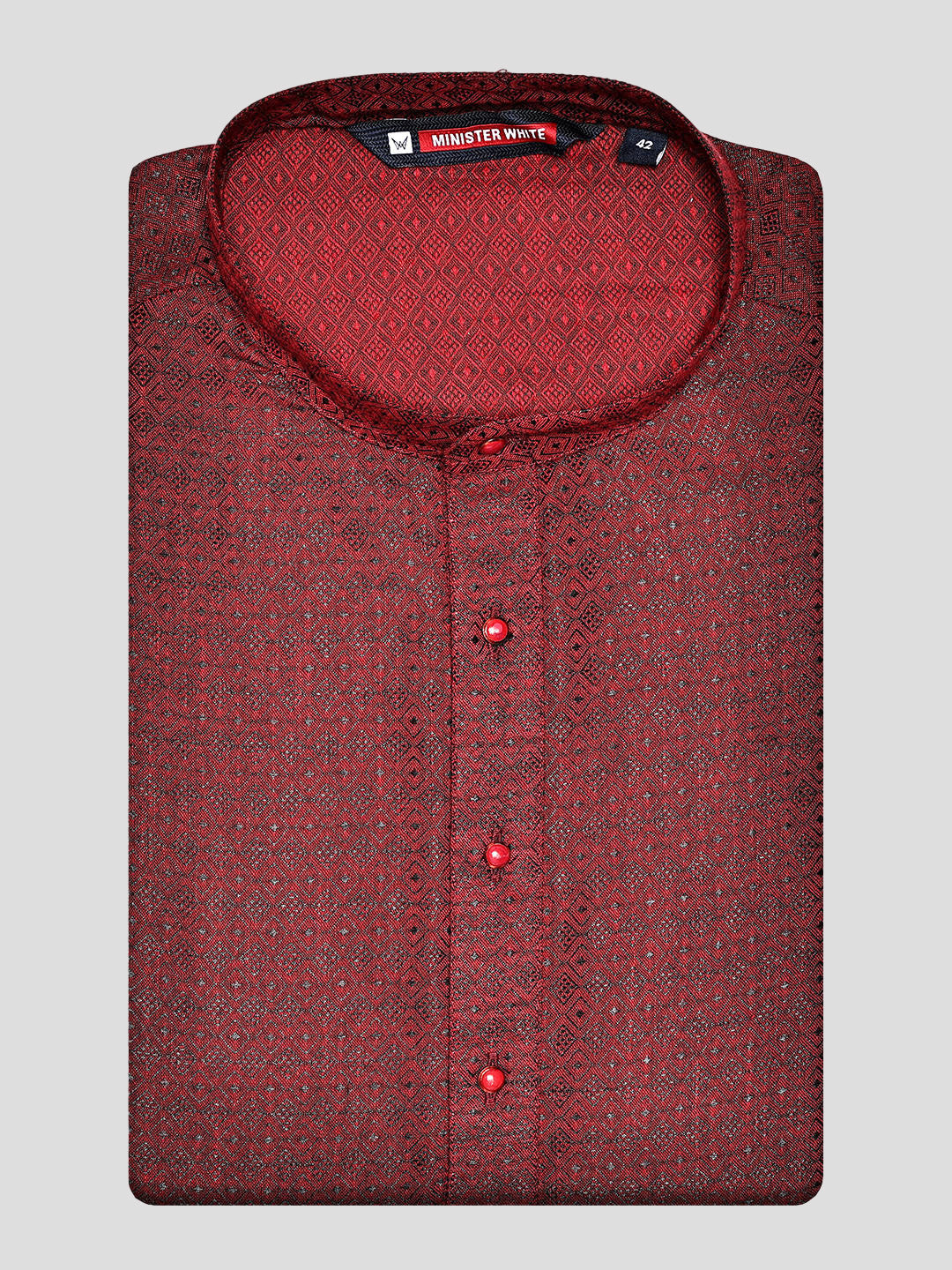 Men’s Deep Maroon Cotton Subtle Jacquard Elegance Kurta 30035