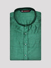 Men's Dupion Satin Emerald Green Mandarin Collar Kurta 11001
