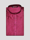 Men's Dupion Satin Maroon Mandarin Collar Kurta 11001