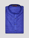 Men's Dupion Satin Royal Blue Mandarin Collar Kurta 11001