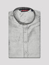 Men's Dupion Satin Silver Mandarin Collar Kurta 11001