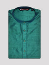 Men's Dupion Satin Teal Green Mandarin Collar Kurta 11001