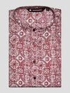Men’s Maroon and White Printed Cotton Heritage Pattern Kurta 30016
