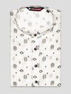 Men’s Off-White Cotton Printed Kurta with Geometric Accents 30045