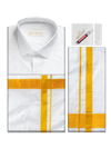 Men's Pure Silk Wedding White Shirt, Dhoti, Nerial with Belt Combo - Nesam 80K