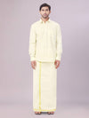 Men's Tissue Brass Color Dhoti Shirt Wedding Combo Maverick