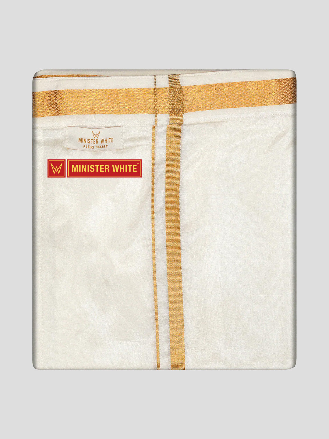 Mens Art Silk Cream Double Layered with Gold Jari Flexi Dhoti - Chairman