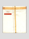Men's Art Silk Cream Double Layered with Gold Jari Velcro Pocket Dhoti - Trueman