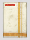 Mens Art Silk Double Layer Cream Dhoti with 50K Gold Jari Border - Prince 50K
