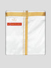 Mens Cotton White Colour Double Layered with Gold Jari Flexi Dhoti  - Bigshot