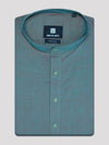 Men's Cotton Aqua Marine Color Full Sleeves Mid Length Kurta Style In