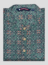 Men's Cotton Green Color Full Sleeves Short Kurta