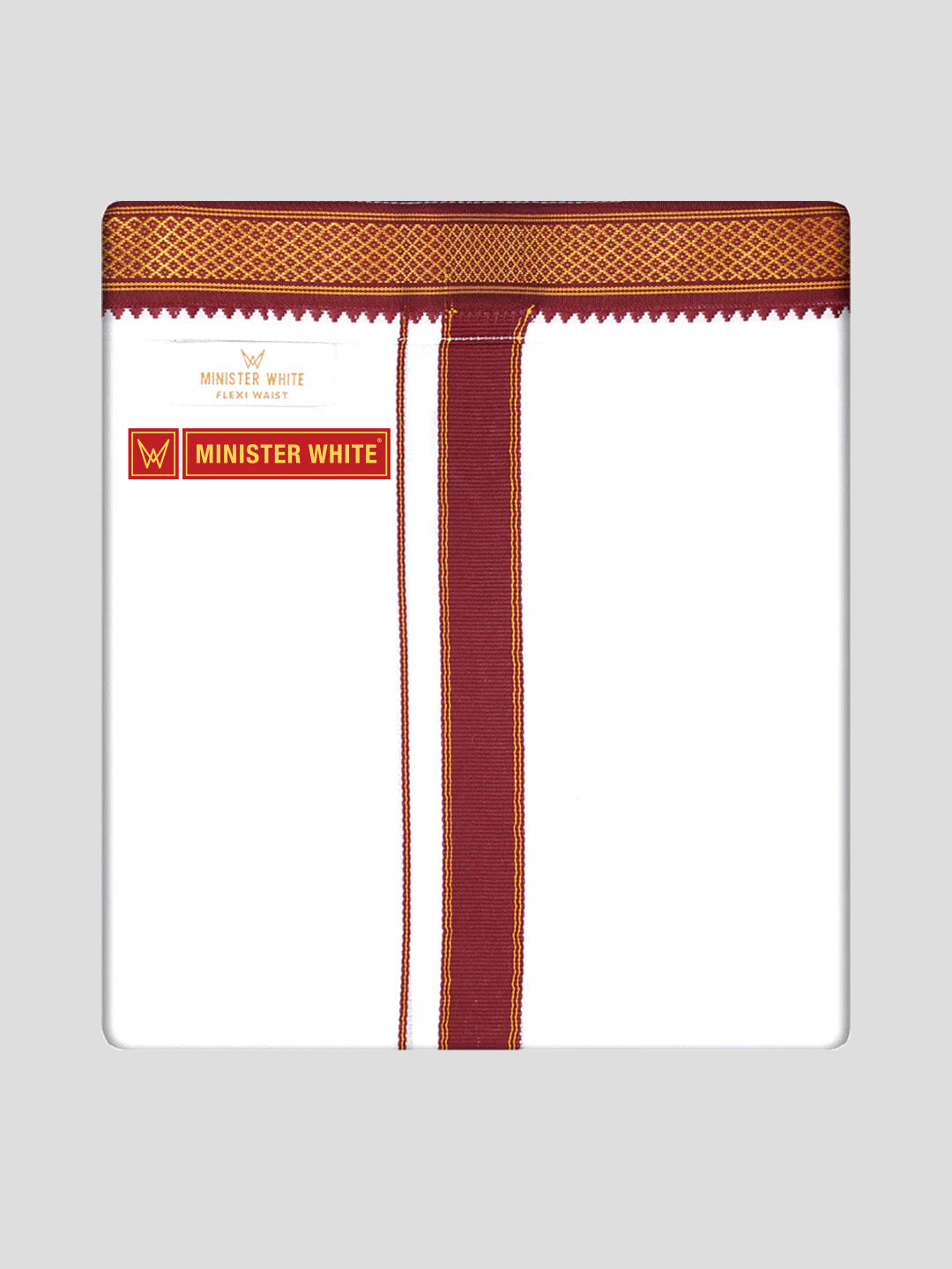 Mens Cotton White Colour Double Layered with Myilkhgan Border Velcro Pocket Dhoti - Kanishka
