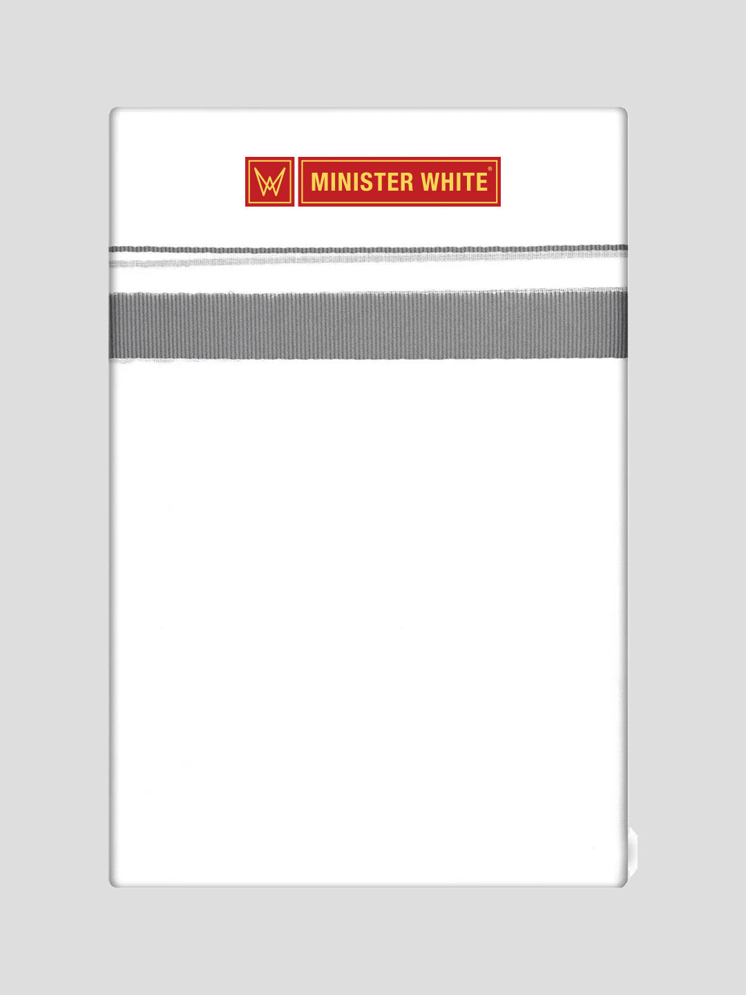 Mens Cotton White Double Layered Dhoti with Grey Fancy Kara - Palakadan