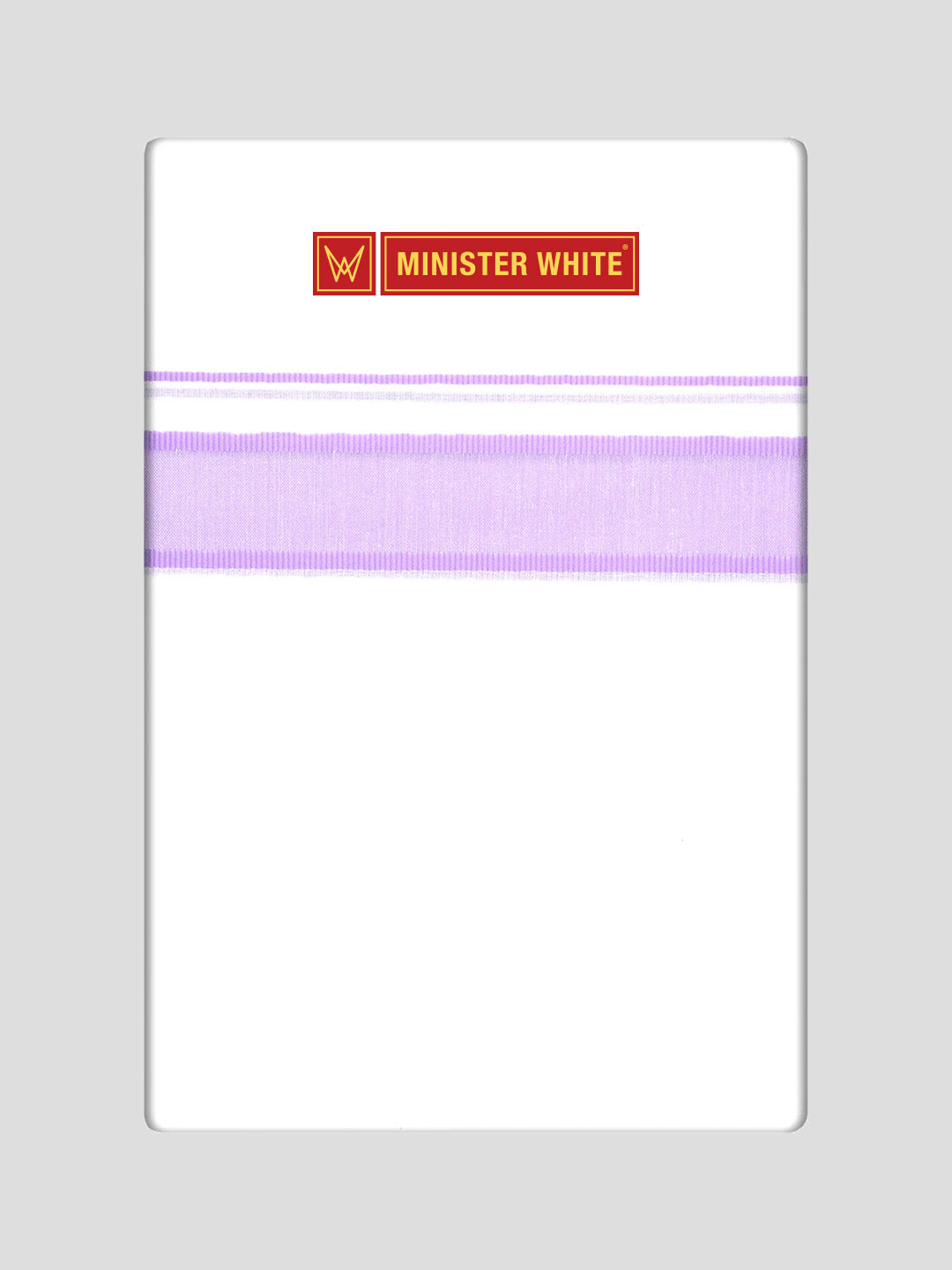 Mens Cotton White Double Layered Dhoti with Lilac Fancy Kara - Malabar Star