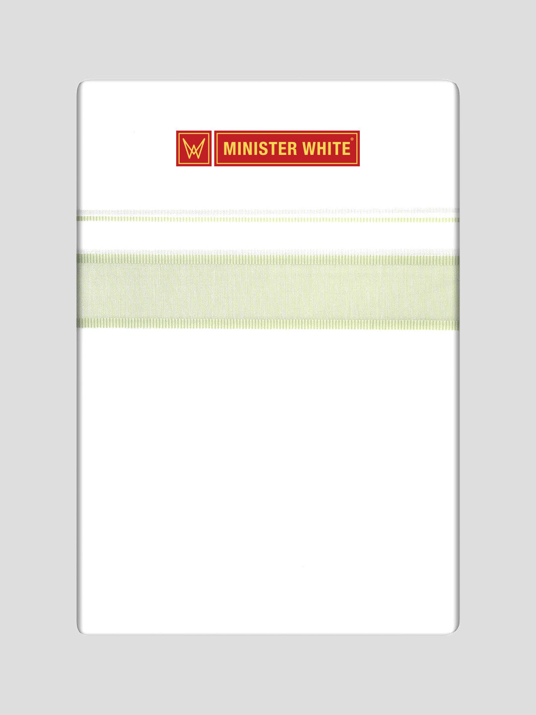 Mens Cotton White Double Layered Dhoti with Lime Green Fancy Kara - Malabar Star