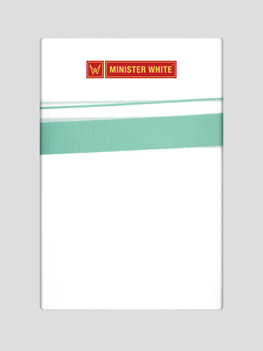 Mens Cotton White Double Layered Dhoti with Magic Mint Fancy Kara - Palakadan