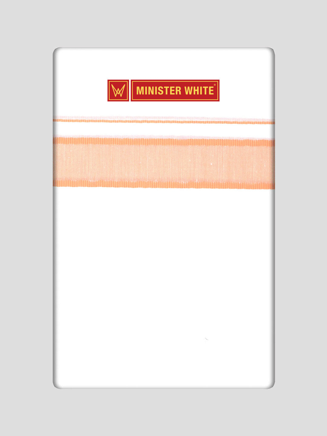 Mens Cotton White Double Layered Dhoti with Orange Fancy Kara - Malabar Star