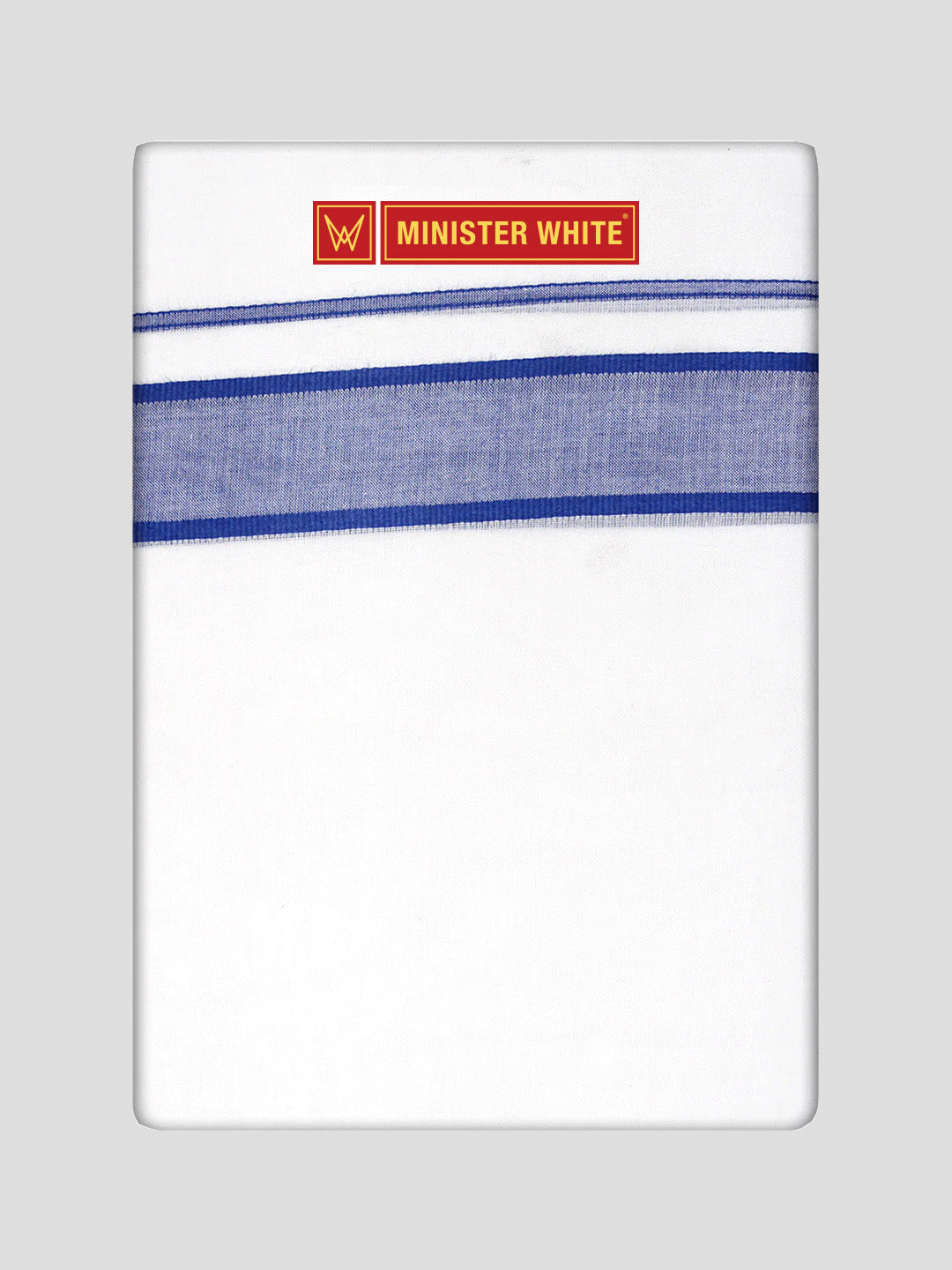 Mens Cotton White Double Layered Dhoti with Royal Blue Fancy Kara- Empuran