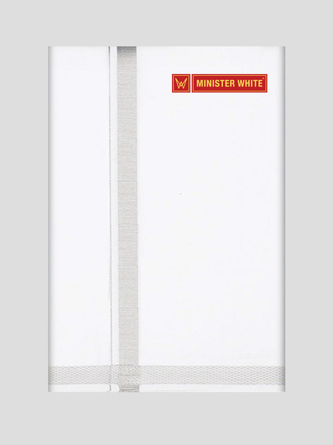 Mens Cotton White Double Layered Dhoti with Silver Jari Border - Utramam