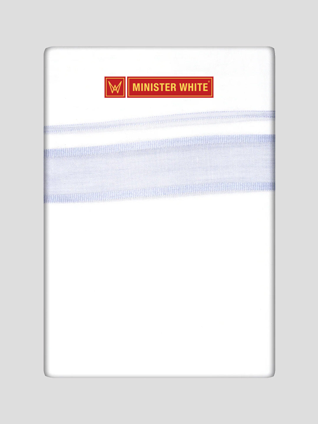 Mens Cotton White Double Layered Dhoti with Sky Blue Fancy Kara - Empuran