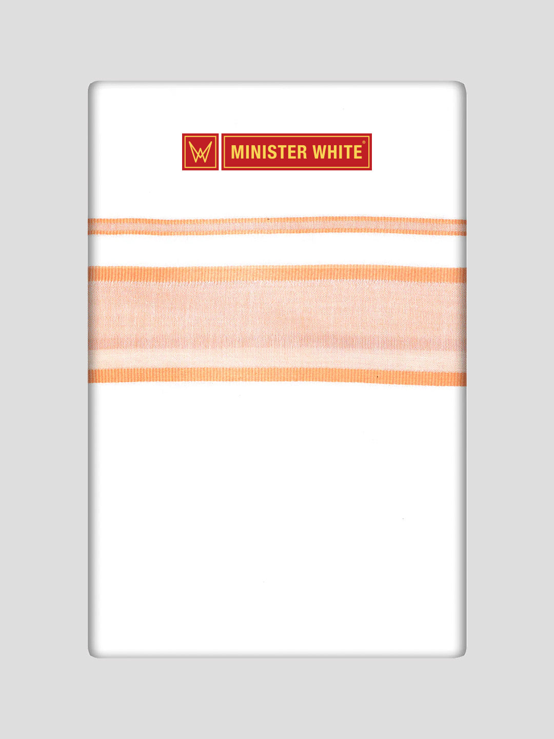 Mens Cotton White Double Layered Dhoti with Tangerine Fancy Kara - Empuran