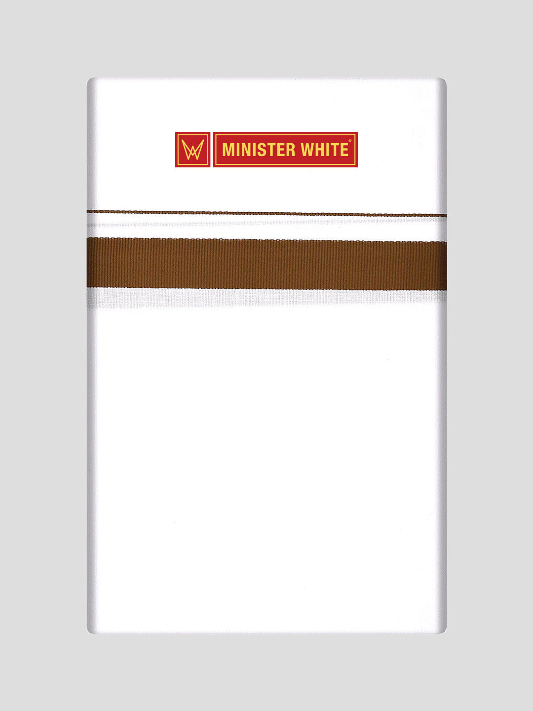 Mens Cotton White Single Layered Dhoti with Brown Fancy Border - Janatha