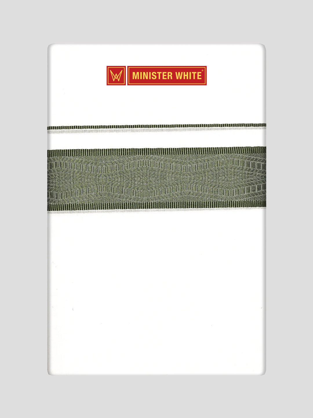 Mens Cotton White Single Layered Dhoti with Rose Jacquard Fancy Border - Saffron