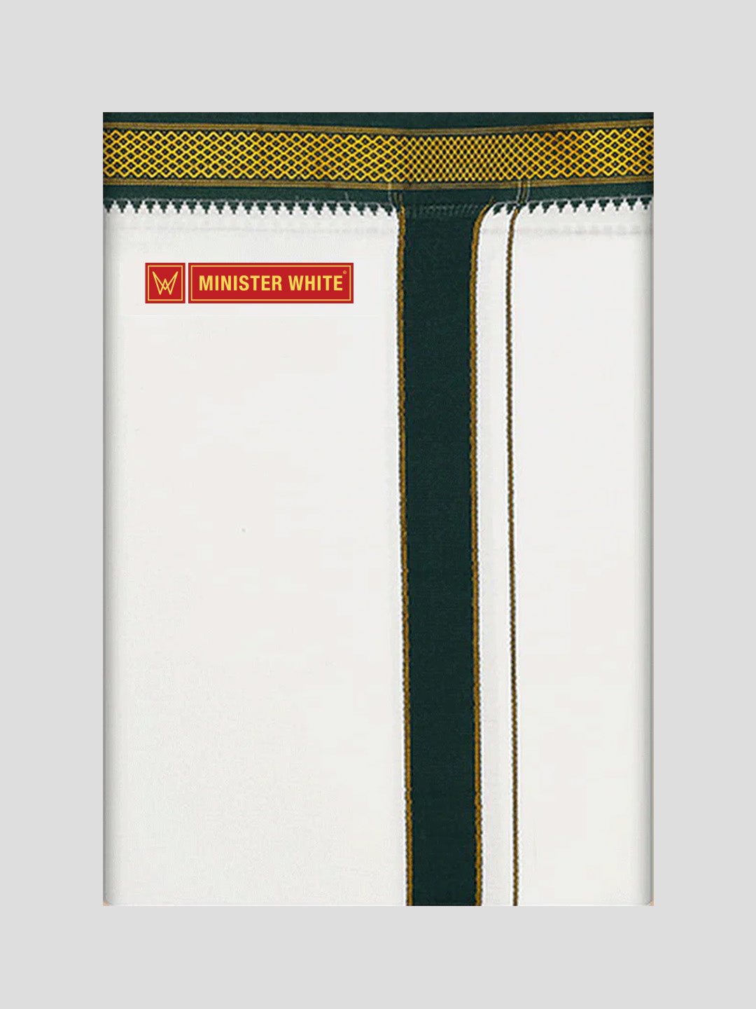 Mens Cotton White Single Layered with Mayilkhan Border Dhoti - Kesalam