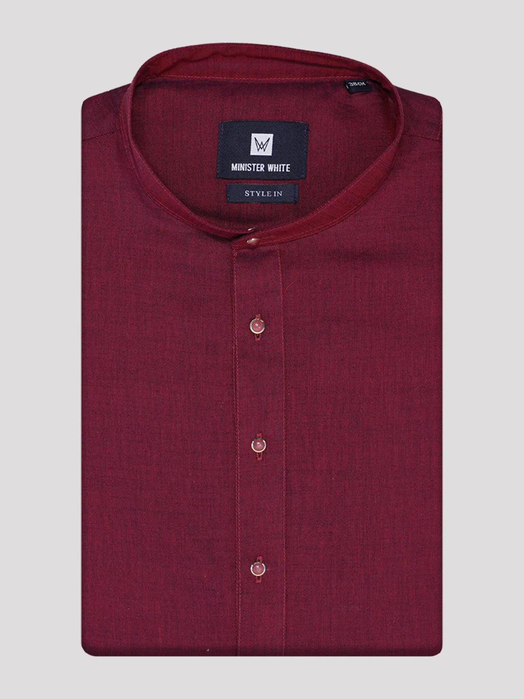 Mens Cotton Wine Colour Full Sleeves Mid Length Kurta Style In