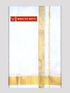 Mens Double Layer White Pure Silk Dhoti with 70K Golden Jari Border - Bheeshma 70K