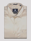 Mens Satin Slim Fit Sand Colour Shirt Satin Touch