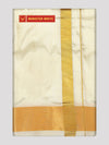 Mens Silk Mix Double Layer Cream Dhoti with 100K Gold Jari Border - Prince 100K