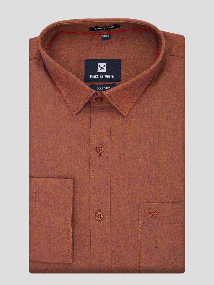Mens Cotton Regular Fit Rust Colour Shirt Oxford
