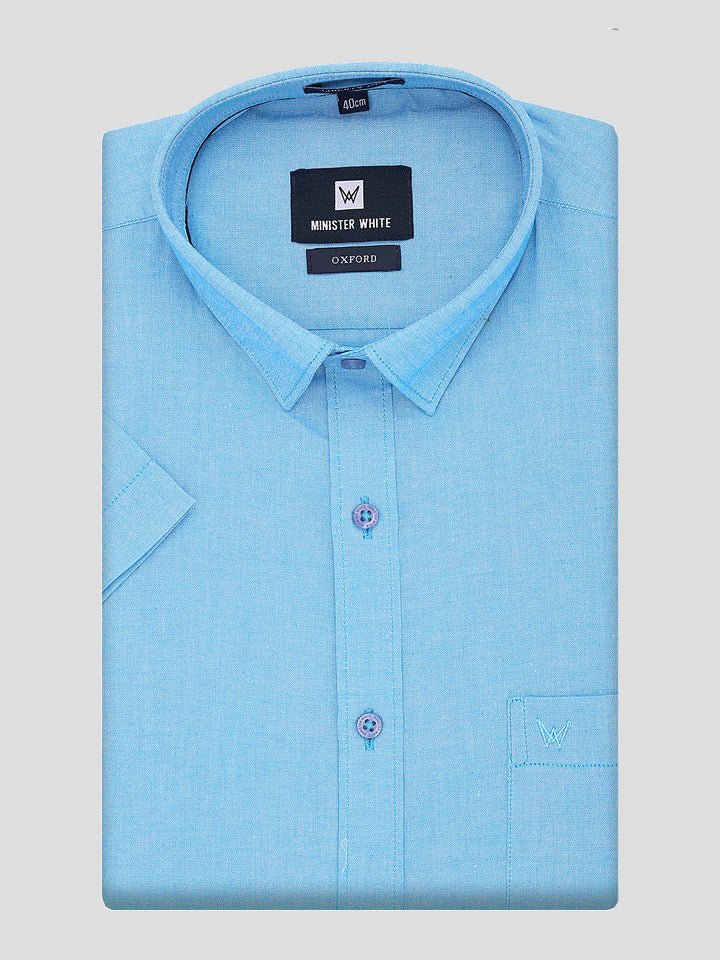 Mens Cotton Regular Fit Sky Blue Colour Shirt Oxford