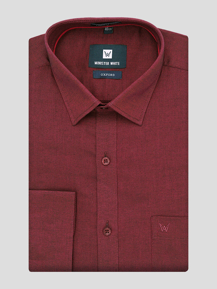 Mens Cotton Regular Fit Wine Colour Shirt Oxford