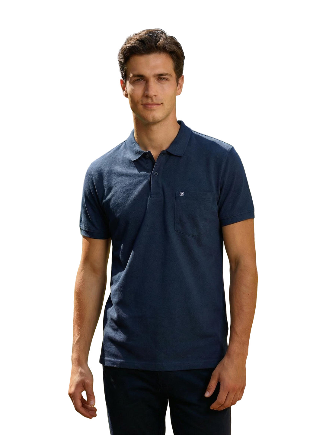 Men's Navy Regular Fit Polo T-Shirt with Pocket Striker 