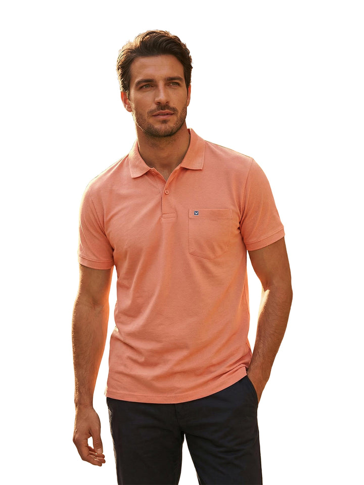 Men's Peach Regular Fit Polo T-Shirt with Pocket Striker
