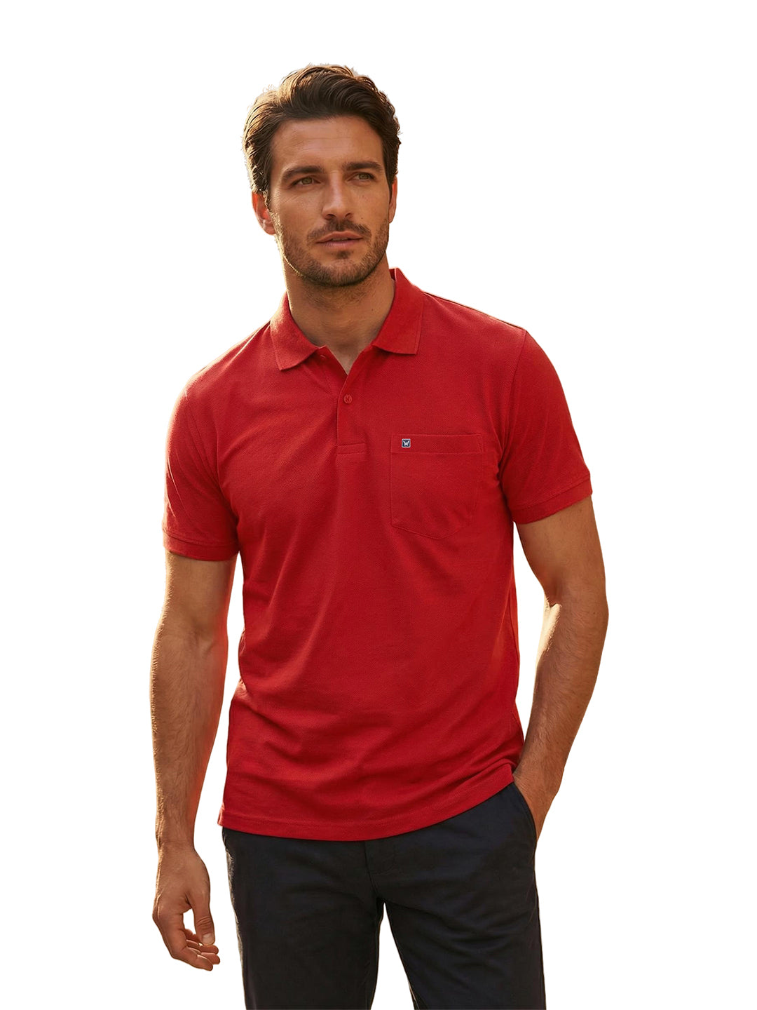 Men's Red Regular Fit Polo T-Shirt with Pocket Striker 